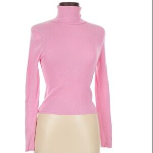 Zara soft pink Rib Knit Turtleneck Sweater Size large